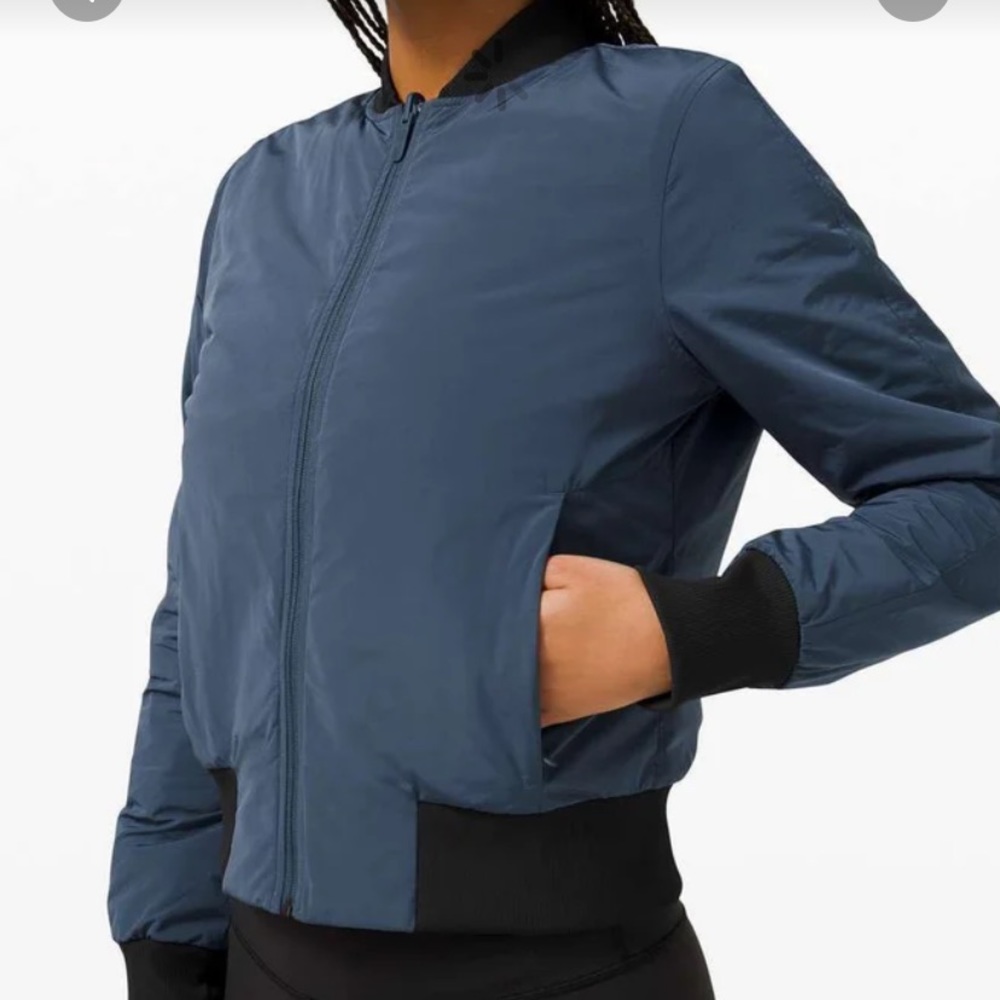 BNWT Lululemon Non-Stop Reversible Bomber Jacket Iron Blue Size 6